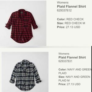 Bundle: 2 x Abercrombie and Fitch Plaid Flannel Shirts 1️⃣NAVY/GREEN 2️⃣red/blk